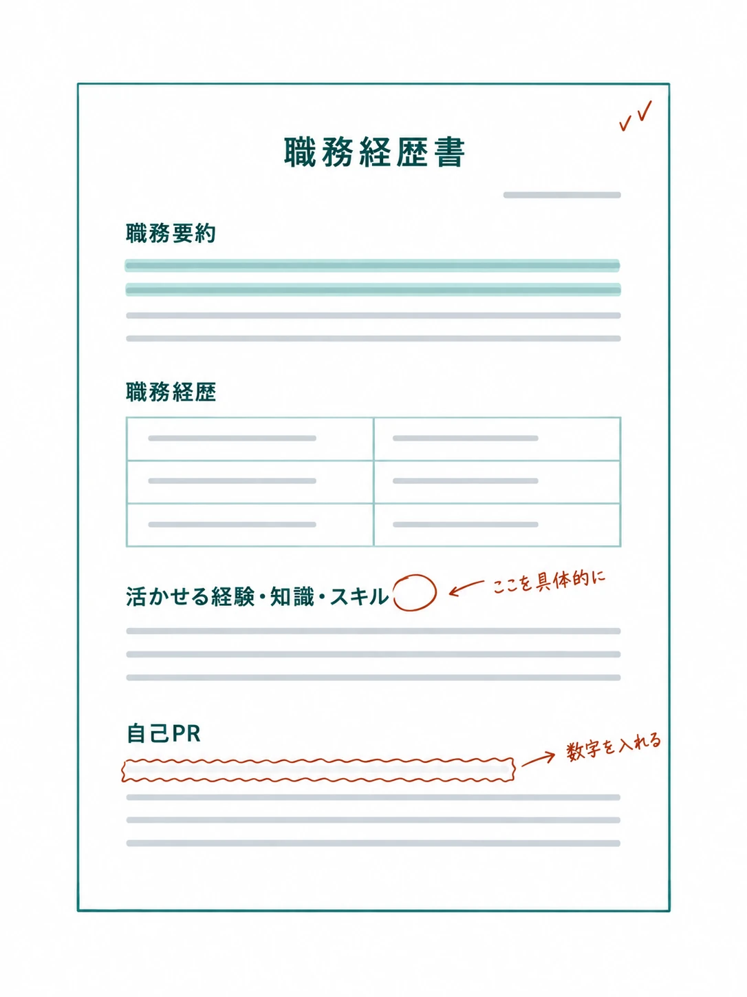 添削前後の職務経歴書のイメージ